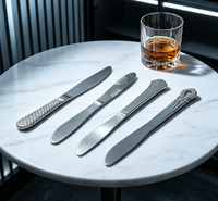 Couteau de table occidental en acier inoxydable 410, finition PVD or haute brillance, pour service de banquet et traiteur, vente en gros usine