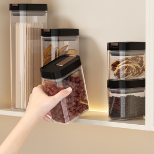 Storage Jar Set Rectangle Clip-On Lid Food Grade Airtight Kitchen Container For Coffee Beans Nuts Pasta Cracker Storage - Product Image 2