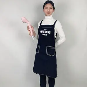 בז 'משובץ סינר ינס מטבח סינרים עם לוגו הדפסת ציירים סינר מותניים