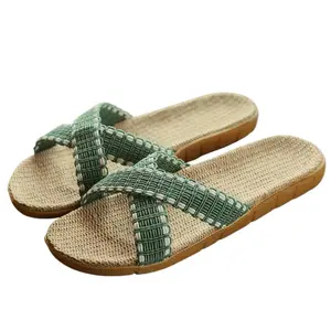 Elegant Open Toe Slippers For Women Cotton And Linen Home Slippers