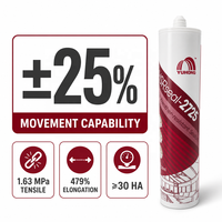 Scellant en silicone pour fenêtres et portes, scellant élastique permanent, classe de mouvement 20HM, scellant en silicone résistant aux intempéries