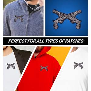 Patch brodé DigitEMB Pistolets croisés, thermocollant, motif arme western, lot de 11 pièces pour vestes, gilets, sacs à dos, chapeaux, 4x2,8 pouces, en feutre - Product Image 6