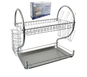 Escurridor de Acero Inoxidable 53x37cm con Bandeja Extraíble, Escurridor de Platos de Cocina, Diseño Moderno - Product Image 1