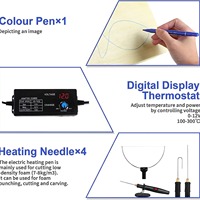 Ensemble de 10 stylos de découpe pour mousse et polystyrène avec contrôle de température, transformateur électronique, adaptateur, livraison internationale