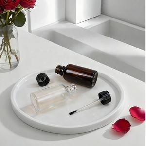 Bouteilles en verre transparent brun foncé industrielles avec bouchon à vis rond pour application de précision en <span class=keywords><strong>atelier</strong></span>, surface givrée - Product Image 4