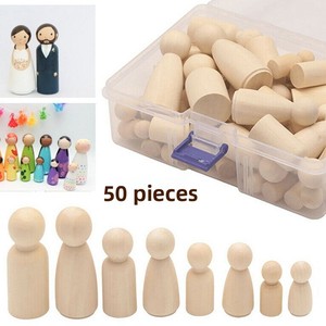 Figuras de Madera Pequeñas en Caja, Muñecos sin Terminar <span class=keywords><strong>He</strong></span> Mu para Hombres, Mujeres, Familiares y Niños, 50 Piezas por Caja - Product Image 1