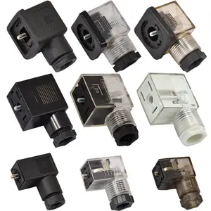 Electric flow control valve DIN 43650 AC DC 3 4 pin plastic solenoid valve waterproof connector