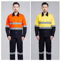 Vêtements de travail haute visibilité à manches longues pour l'été, respirants, 100% coton, avec bandes réfléchissantes, chemise et pantalon de travail pour hommes