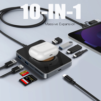 Concentrateurs USB de haute qualité à 10 ports avec USB 3.0*1 + USB 2.0*3 + USB C 2.0*2 + PD + USB C In + SD/TF, concentrateurs USB multiports portables pour ordinateur portable