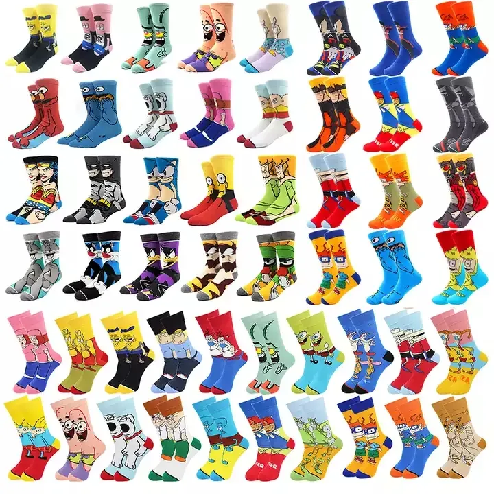 Anime Funny Happy Comics Men Fashion Cotton Socks Animados Socks Custom Tube Crew Designer Meias Ankle Anime Cartoon Socks