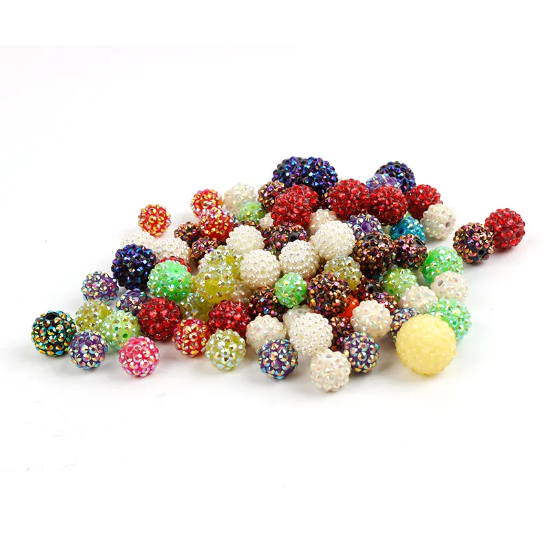 Mix of Sparkly Resin Rhinestone Chunky Beads in Solid Colors Spacer Beads for Jewelry Making