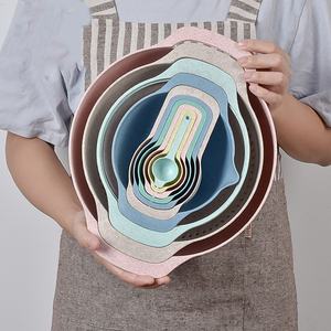 10 unids/set juego de cuencos de arcoíris de paja de trigo con asas utensilios de cocina para lavabo de frutas herramientas de drenaje para hornear - Product Image 2