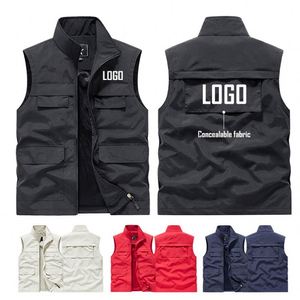 Gilet d'été unisexe en toile respirante à séchage rapide, multi-poches, sans manches, en maille, pour le travail – Vente en gros - Product Image 3