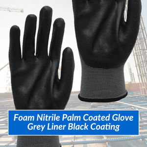 ถุงมือโฟมยางไนไตรล์เคลือบสีดำถุงมือทำงานแบบหน้าจอสัมผัส - Product Image 5