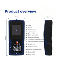 Télémètre laser numérique avec écran LCD rétroéclairé, étanche IP54, précision de 2,0 mm, modes pythagoriciens, garantie de 3 ans, piles AAA