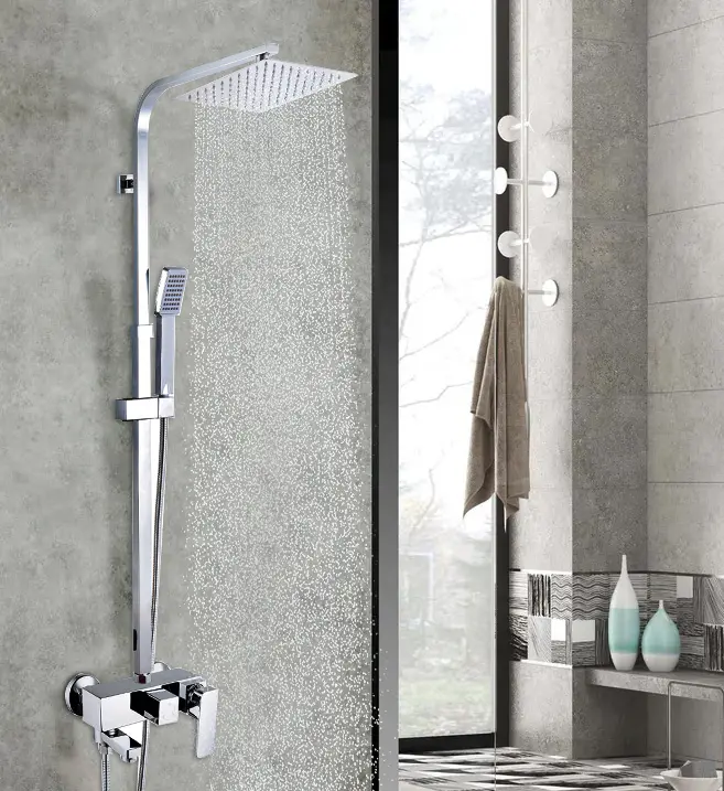 factories thermostatic wall mounted rain rainfall square shower faucet and full set with bathtub mixers for bathroom equipments