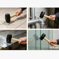 Marteau en caoutchouc noir avec manche en bois 16 oz, qualité industrielle, marteau de machiniste, personnalisable OEM, protège les surfaces