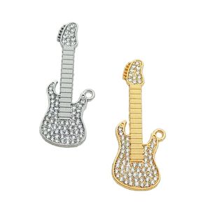 Llavero de guitarra de moda con decoración de diamantes de imitación, estilo moderno personalizado, pequeño regalo para amantes de la música, gran venta - Product Image 1