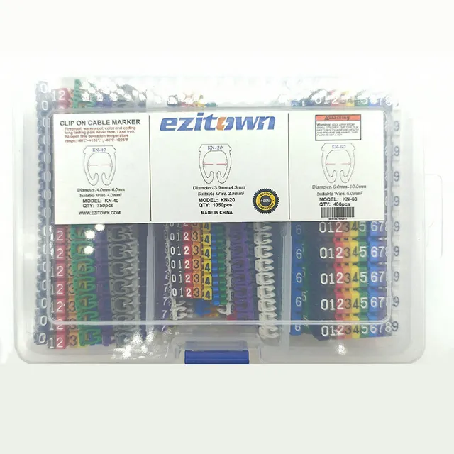 Ezitown 0-9 código de Clip de Cable de plástico de identificación de alambre de Cable marcador adecuadas diámetro del alambre 3,9 ~ 10mm en caja de plástico