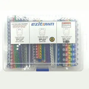 Ezitown 0-9 Coded Clip on Plastic Cable Identification Wire Cord Cable Marker Set suitable wire diameter 3.9~10mm in plastic box