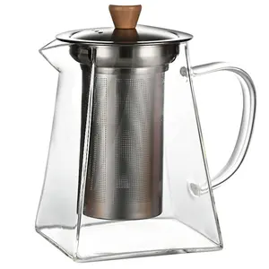 CnGlass عالي الجودة صانعة شاي البورسليكات وعاء قهوة آمن من الموقد مع مصفاة من الفولاذ المقاوم للصدأ - Product Image 4