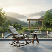 Fauteuil inclinable à bascule en rotin Meiqi, moderne et écologique, portable, pour la détente en extérieur, dans les parcs, les hôtels, les cours et les balcons