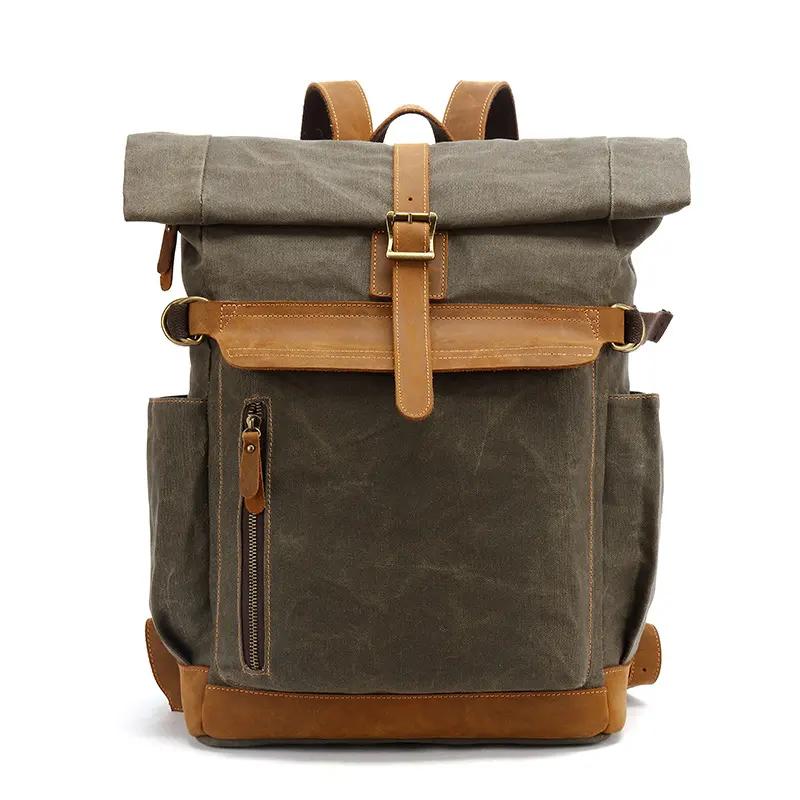 Gewaxt Canvas Rugzak Voor Mannen Vintage Reisrugzak Op Maat Casual Rugzak Sport Outdoor Tas Waterdicht Op Maat 1.5Kg