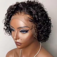 Perruque courte à boucles pixie, perruque super double tirée, dentelle frontale pour femmes, cheveux humains vierges, doux et légers pour les femmes noires, usage quotidien et pour les fêtes