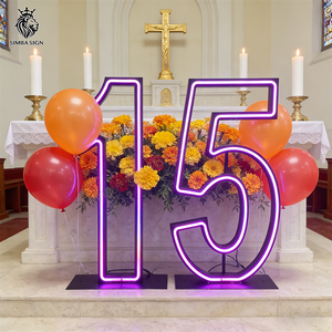 ปรับแต่งไฟนีออน LED ตัวอักษรและตัว<span class=keywords><strong>เลข</strong></span>ขนาดใหญ่พิเศษสำหรับตกแต่งงานวันเกิด งานแต่งงาน งานครบรอบ และงานอีเว้นท์ต่างๆ - Product Image 3