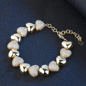 Toderi Jewelry Eco-friendly <b>Copper</b> Gold Plated Micro Pave Multicolor Zircon Adjustable Heart <b>Bracelet</b> for Romantic Gift Giving - Product Image 3