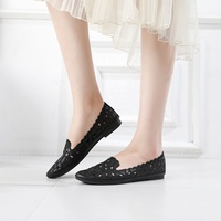 Nouveauté Été 2023 : Ballerines Noires Respirantes en Cuir PU pour Femme, Légères, Souples, à Bout Rond, et Faciles à Enfiler – Chaussures Ballerines Personnalisées
