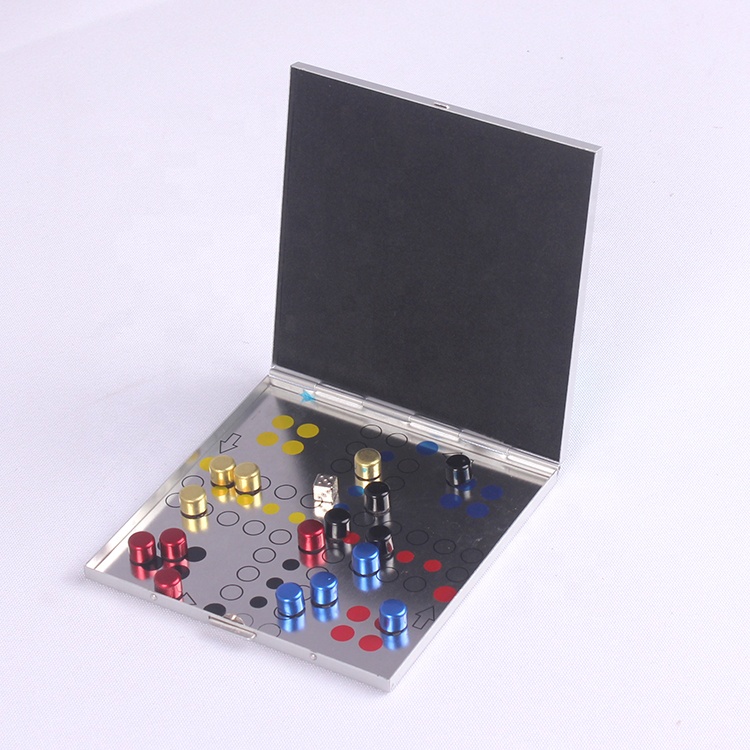 Tin box magnetic portable ludo game mini travel magnetic games