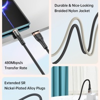 Kabel USB mikro bebas kusut nilon untuk kamera pengeras suara Power Bank dan perangkat Android