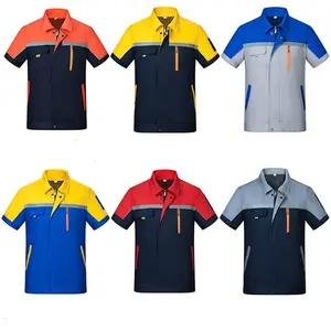 65% poliéster 35 algodón verano camisa de trabajo personalizada conjunto ligero Unisex ropa de trabajo fábrica planta mecánico reparación uniforme de trabajo