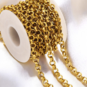 Cadena Rolo de Acero Inoxidable Resistente con Baño de Oro PVD de 18K de 6mm para Hip Hop, Metal DIY y Cadenas para Bolsos - Product Image 2