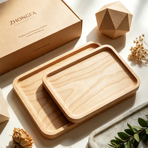 Plateau de service en bois de hêtre personnalisé avec finition vernie, plateau de présentation alimentaire moderne en bois, vente en gros OEM, fabriqué au Vietnam - Product Image 6