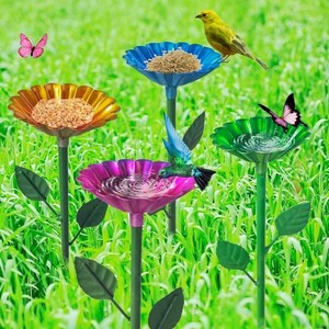Luar ruangan tahan air logam warna-warni kupu-kupu lebah burung mandi bunga pengumpan air untuk taman halaman kebun binatang taman dekorasi - Product Image 6