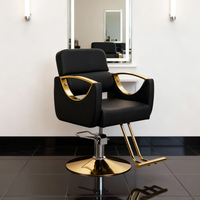 Fauteuil de Barbier et Salon Commercial Design Moderne Accoudoir en Cuir Synthétique Pompe Hydraulique Hauteur Réglable Siège Pivotant Haute Densité
