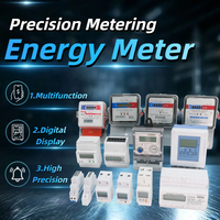 Meter Energi Listrik Digital LCD Satu Fasa 2 Kawat 4P 100A Pemasangan Rel DIN Meter Energi Multifungsi dengan Pengukuran KWH