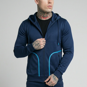 <b>White</b> Gray Black Color Block Front Logo Eco-Friendly Unisex Full-Zip Hoodie Cotton French Terry <b>Sweatshirt</b> with Side Pockets - Product Image 3