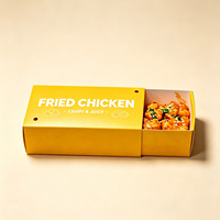 Boîte à languettes en carton jetable fabriquée sur mesure, couleur jaune, design compact et pratique, idéale pour les snacks de poulet frit