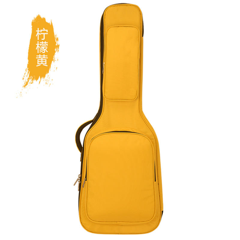 กระเป๋ากีตาร์ไฟฟ้าพร้อมซับในกำมะหยี่สีเหลืองมะนาว