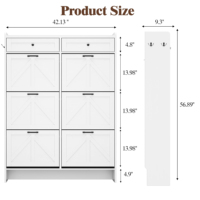 Meuble à chaussures basculant ultra-plat en bois massif pour gain de place, idéal pour l'entrée des petits appartements