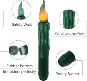 Candelabri LED Verdi Senza Fiamma 4 Pezzi 6 Pollici con Telecomando, Prodotti in Cina per Natale e Vigilia - Product Image 4