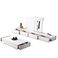 Mesa de Centro con Gran Espacio de Almacenamiento y Mueble para TV, Diseño Moderno, Color Negro, Económico, para Sala de Estar