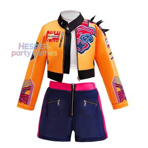 Vestido de Disfraz de Cazadora de Brujas con Mangas con Volantes para Niñas HP, Disfraz Infantil de Halloween, 100% Poliéster, Estampado Digital - Product Image 1