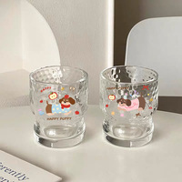 Tasse en verre créative de dessin animé bricolage pour café glacé lait américain tasses à eau ménagères exquises transparentes