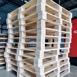 Palettes en bois contreplaqué sans fumigation 50x50x50 cm, accès chariot élévateur quatre voies pour exportation, entreposage et logistique - Product Image 1