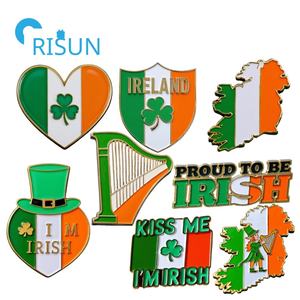 Fabrication de broches en métal I Love Ireland Irish Flag Pins personnalisé irlandais républicain émail Pin Badge personnalisé trèfle trèfle vert Pin - Product Image 1