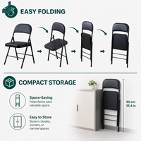 Chaise pliante en métal rembourrée en PU noir avec dossier pour salle de réunion, mobilier de salle de formation, siège empilable robuste